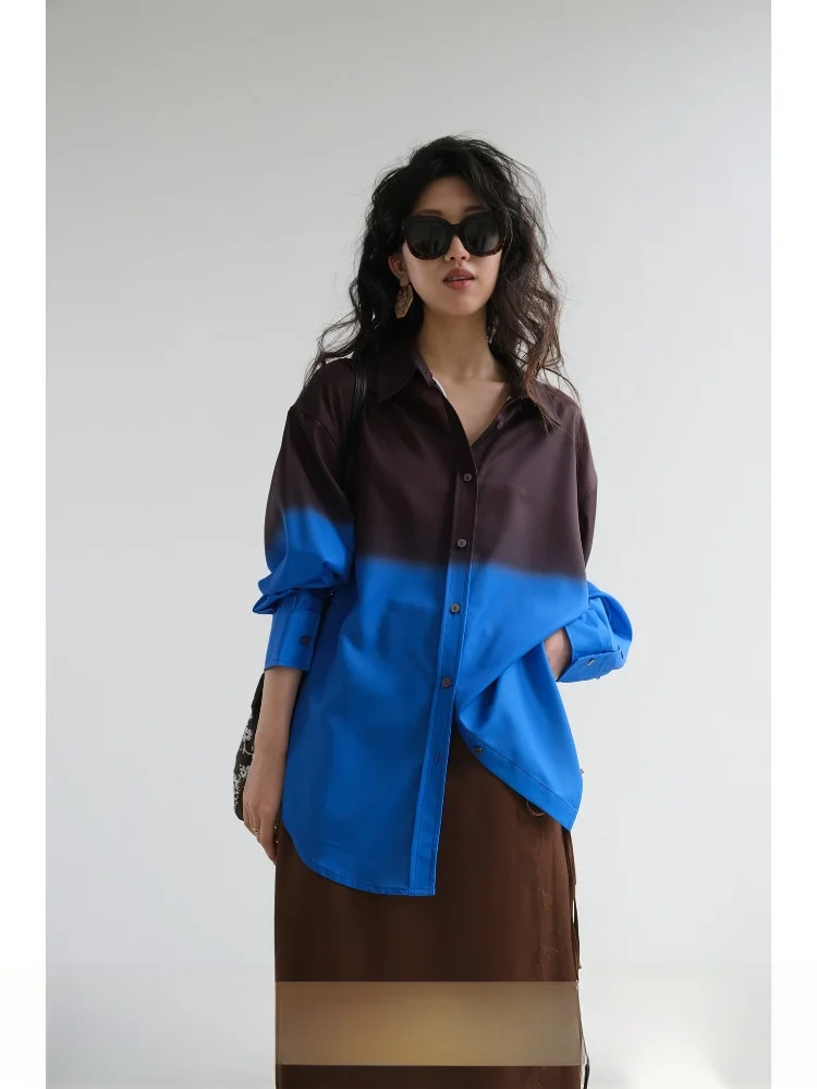 

Свободный длинный све круглый Ne Летняя защита от солнца irt Color Blo Design Защита от ультрафиолета Полиэфирное волокно для поездок на работу Sle Casua...