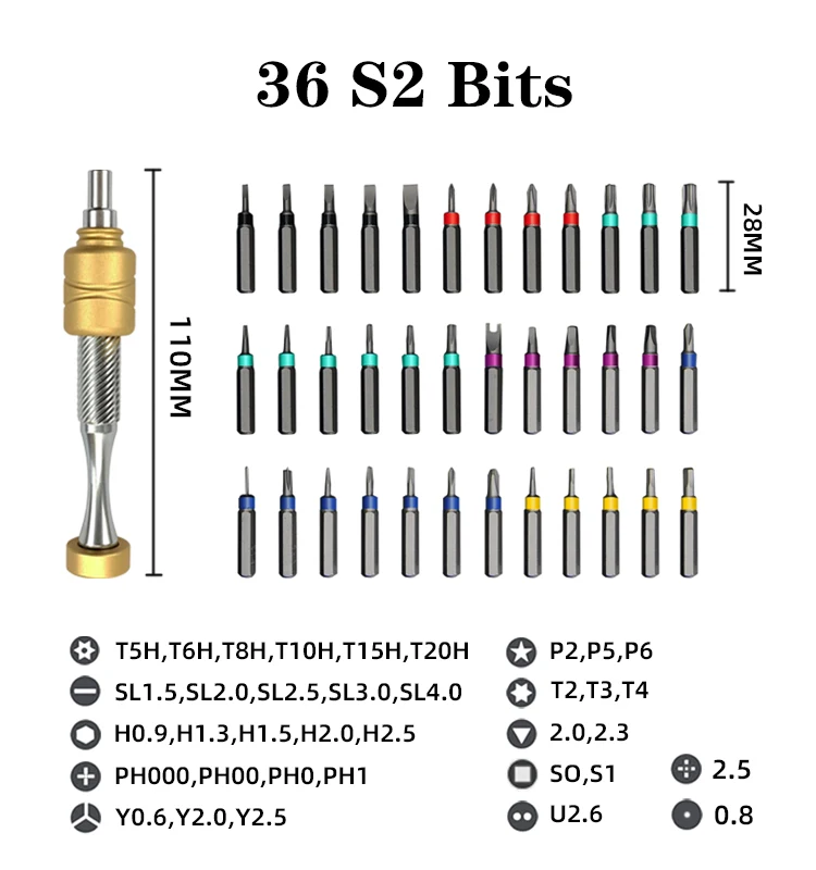 Xiaomi 37 in 1 Precision Screwdriver Set Flywheel Design Handle S2 Alloy Phillips Torx Magnetic Drill Phone Watch Repair Tools