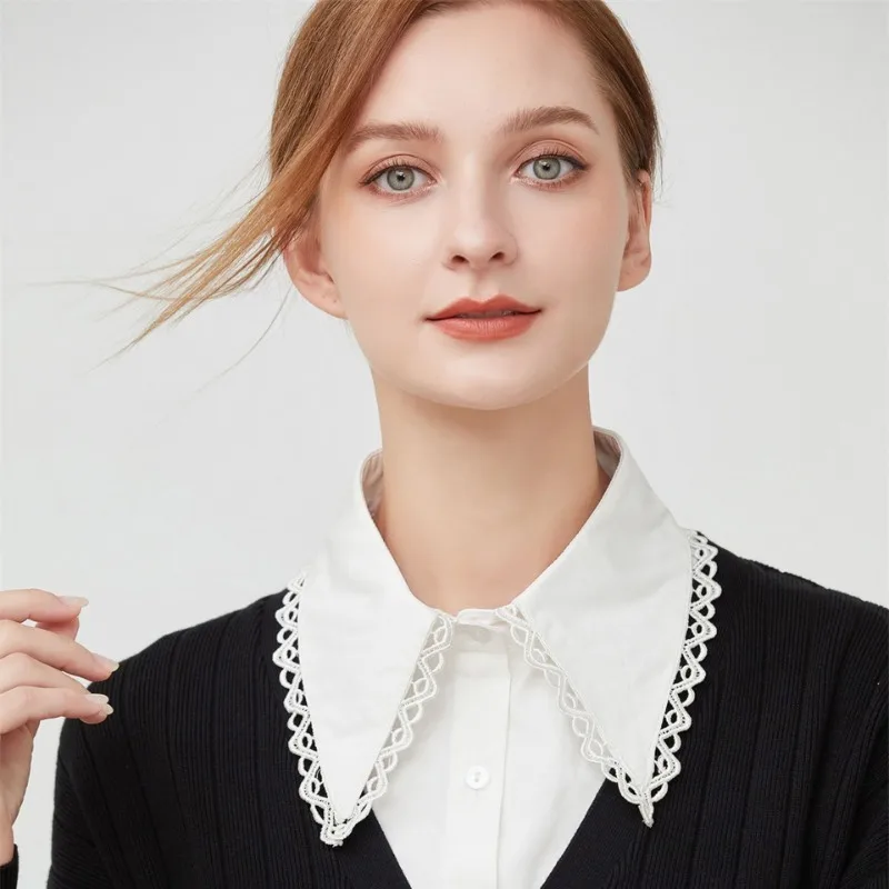 Woman White Lapel Fake Collar Vintage Detachable Shirt Collar for Women Blouse Sweater False Collar Lapel Top Neckwear Ties