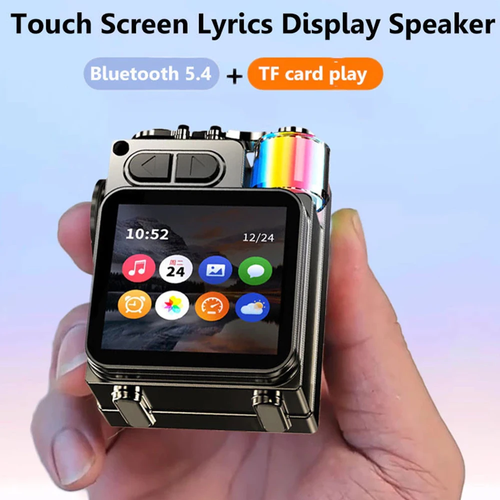 

LED Display Screen Wireless Bluetooth Metal Mechanical Speaker With RGB Desktop Subwoofer Support Calendar Alarm Clock