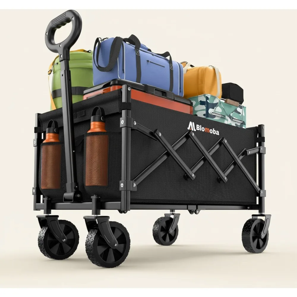 

Foldable Wagon Cart 220LBS Capacity, Portable Utility Cart for Camping Beach Shopping Garden