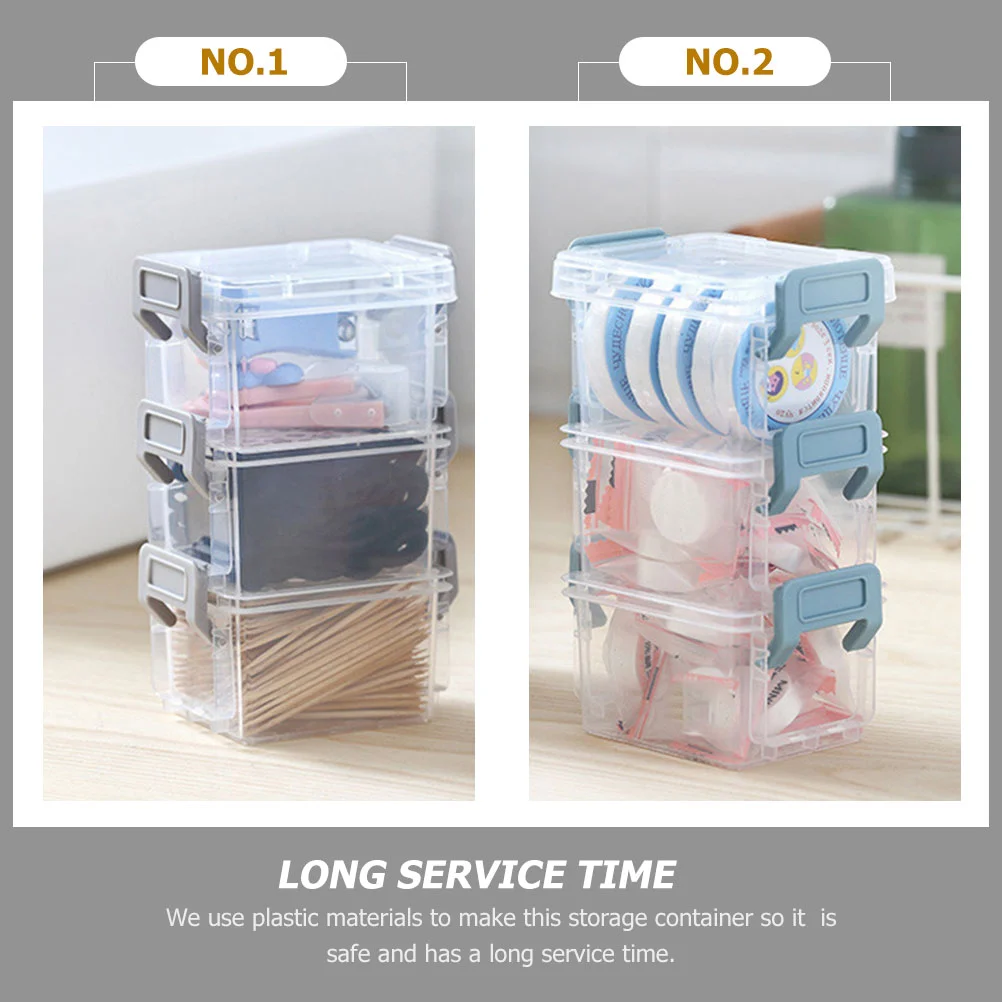 6 Pcs Transparent Storage Box Bins Plastic Desktop Organizer Case Sundries Container Jewelry Travel