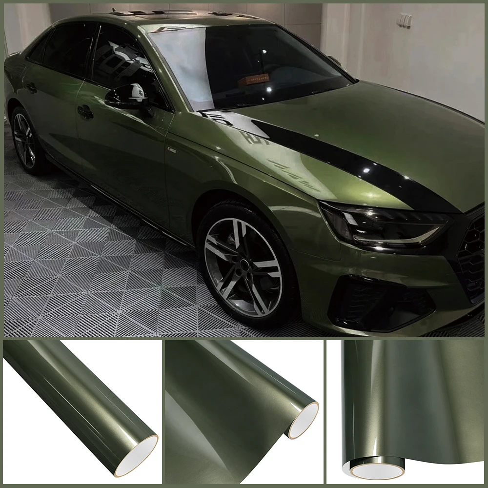 

Глянцевая автомобильная виниловая пленка из ПЭТ, жидкий металл, блестящая ночная зеленая пленка для авто упаковки, самоклеящаяся наклейка для украшения кузова мотоцикла