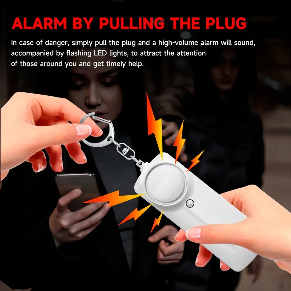 Self Defense Alarm 130dB Anti-wolf Personal Security Alarm for Girl Child Women Emergency LED Alarm with Keychain for Night Run