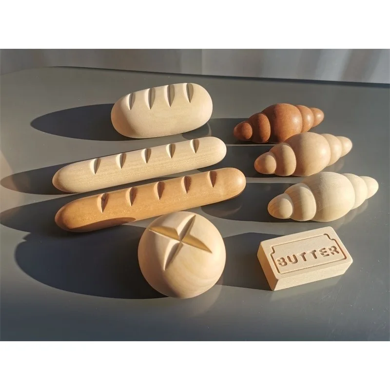 Kids Montessori Speelgoed Houten Toast Baguette Koffiezetapparaat Thee Pot Gebak Kopjes Hout Zintuiglijke Handdesinfecterend Fles Pretend Play