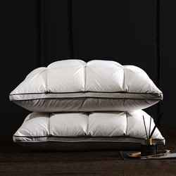 Luxury 3D Bread White Goose Down Feather Pillows for Sleeping Body Neck Protection Bed Pillows Soft Comfort 100% Cotton Cover