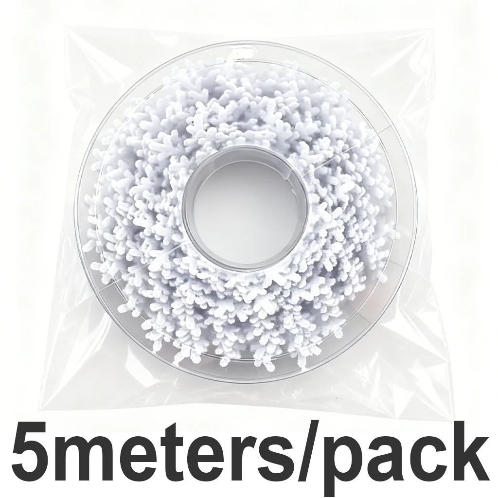 White Snowflake Ribbon, Christmas Decoration, Manual DIY Snowflake String Lace, Ultrasonic Embossed Ribbon, 5 m/Roll, 25mm