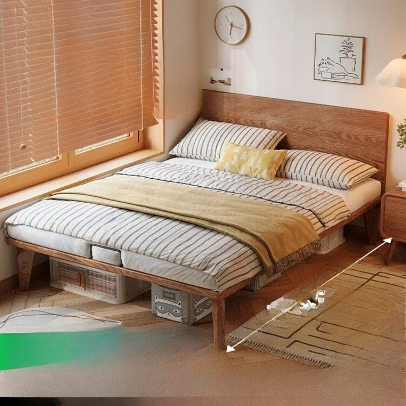 

Bedside solid wood bed small apartment