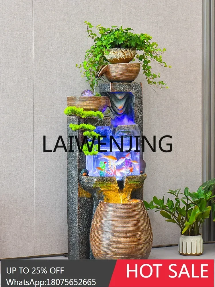 Ornamento de fonte de água corrente, água circulante pode aumentar peixes, pouso para atrair riqueza, tanque de peixes para ganhar dinheiro paisagem