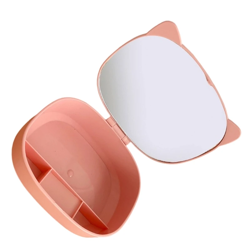 Elegante espejo maquillaje plegable con estuche almacenamiento herramientas belleza para mujeres modernas