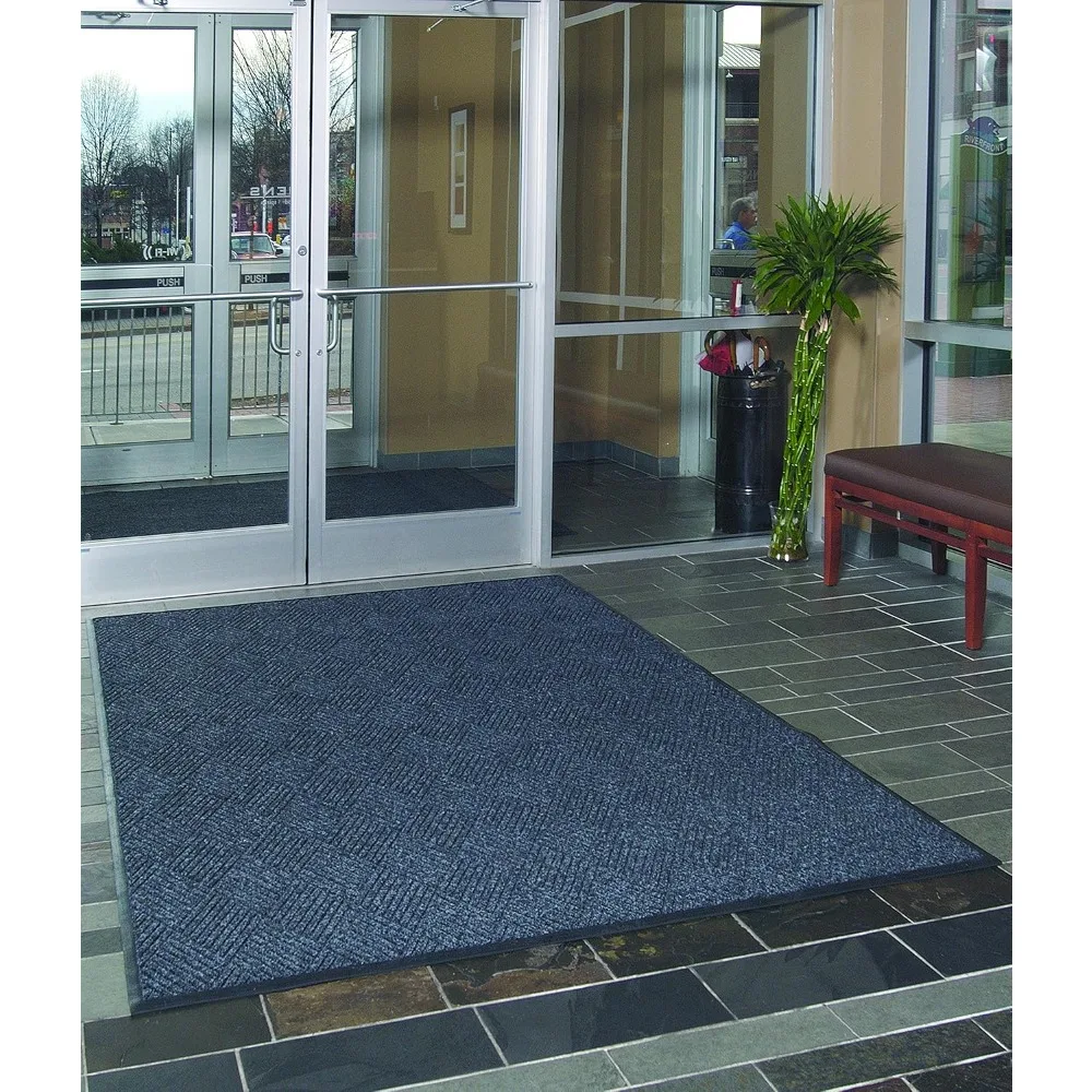 Commercial-Grade Entrance Mat with Diamond Pattern & Rubber Border | Indoor/Outdoor, Quick
