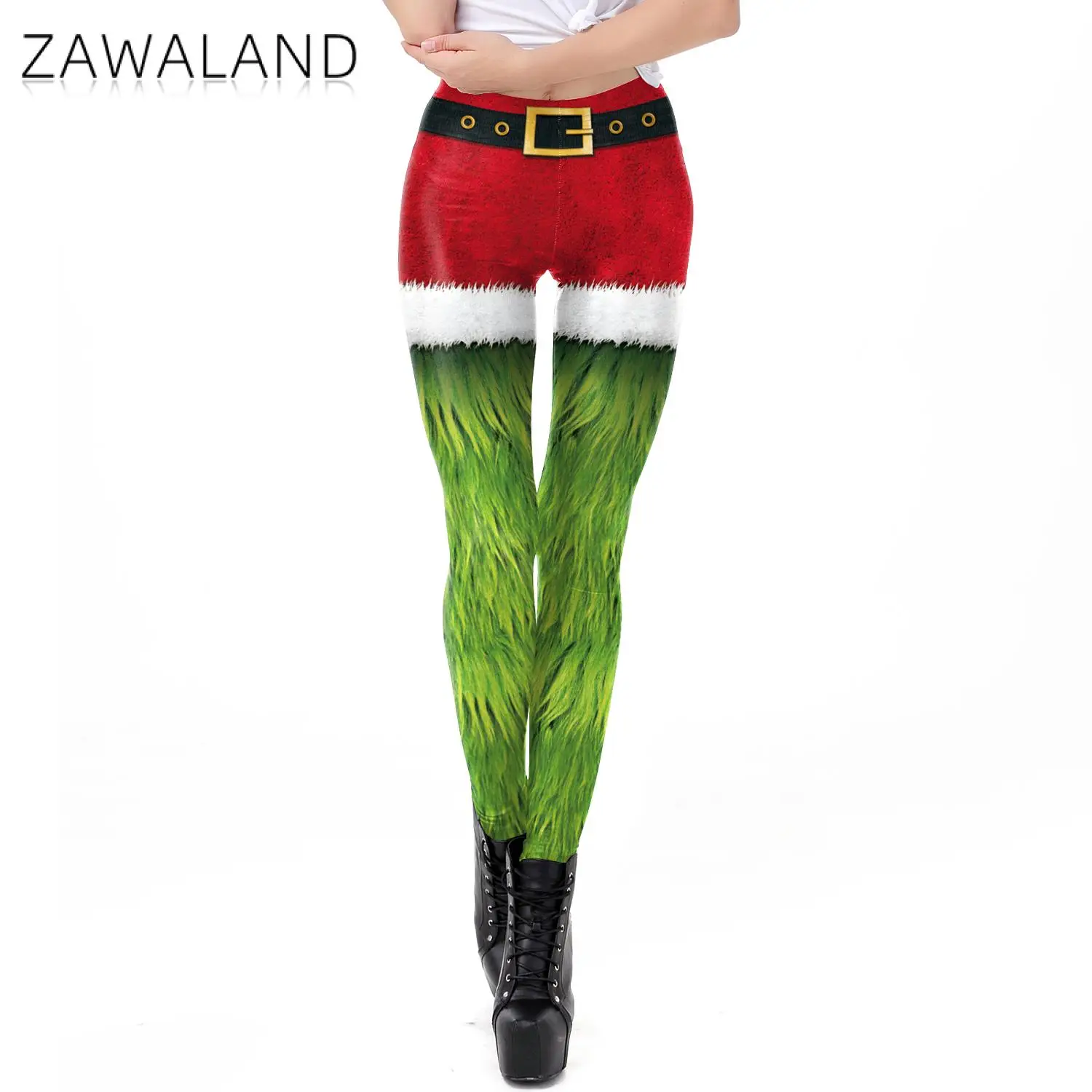 Zawaland New Leggings for Women Funny 3D Digital Printing Christmas Leggings Sexy Stripe Elastic Christmas Gift Skinny Legging