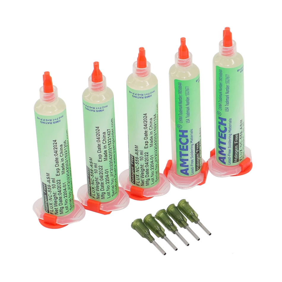 100% AMTECH NC-559-ASM flux 10pcs cleaning-free low-smoke BGA soldering station commonly used 559 flux Send booster