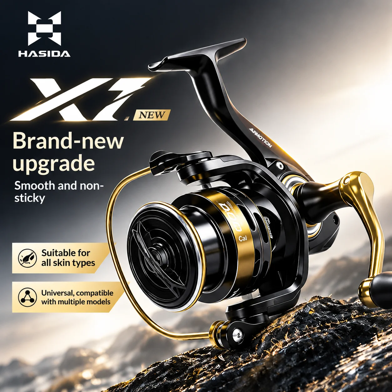 HASIDA X1 Spinning Reel Micro All-Purpose Sloped Shallow Full Metal Spool Freshwater Saltwater Long Cast Fishing Reel