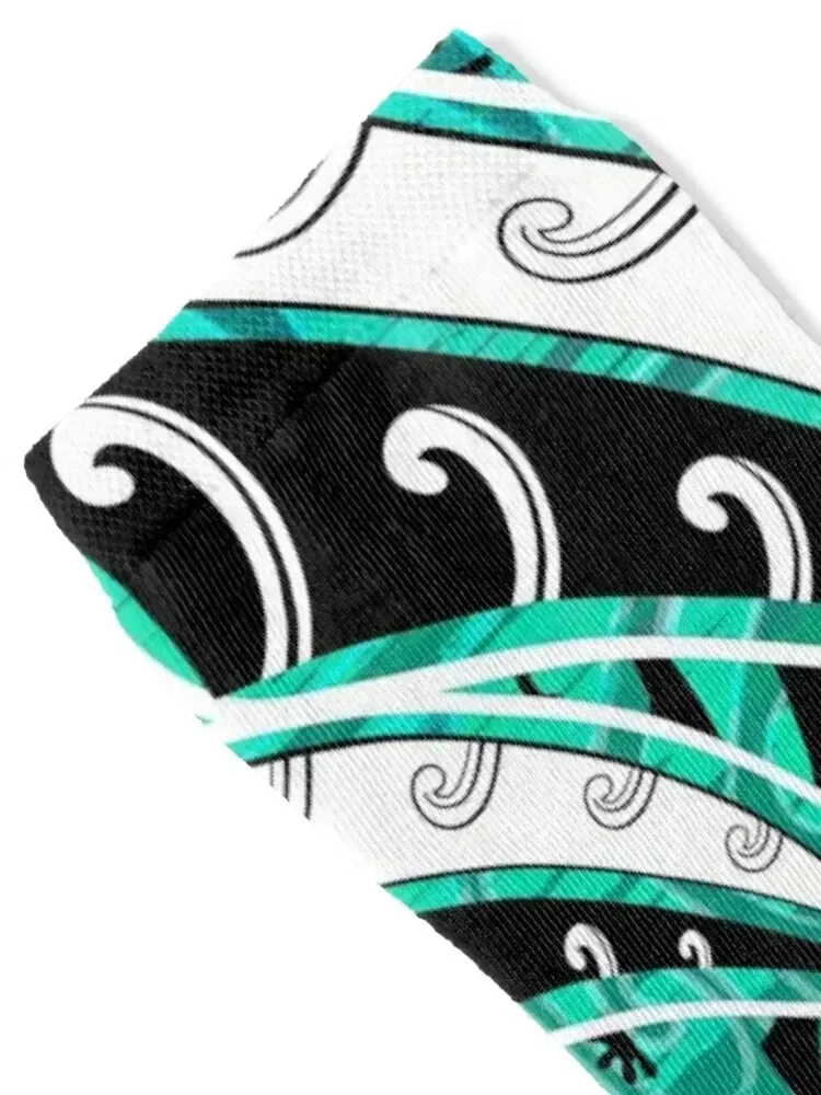 Samoan - Hawaiian - Polynesian Teal Village Tribal Ink Socks short winter gifts japanese fashion Socks For Men Women's