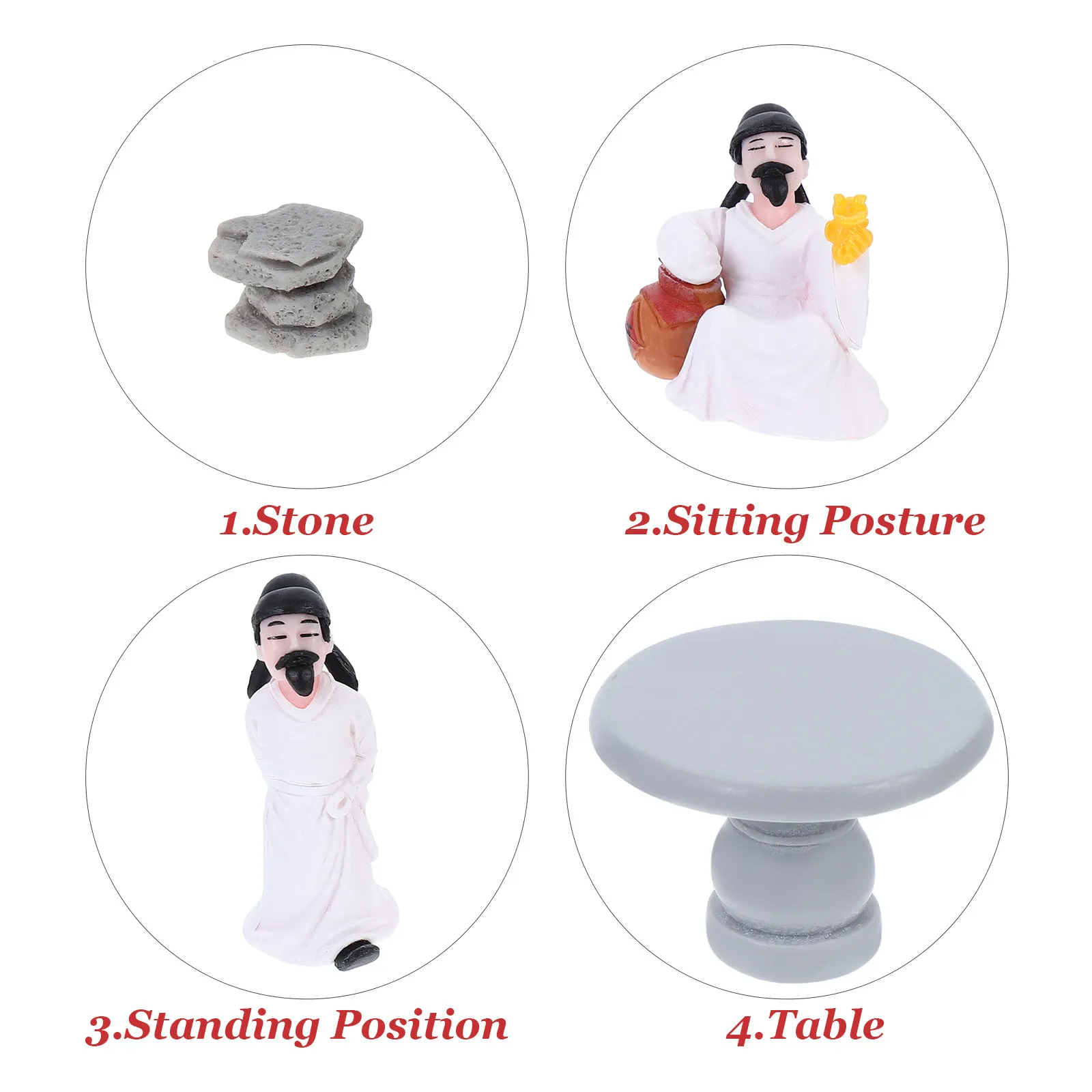 4pcs Mini Table Chairs for Micro Landscape, DIY Terrarium & Zen Garden Decor