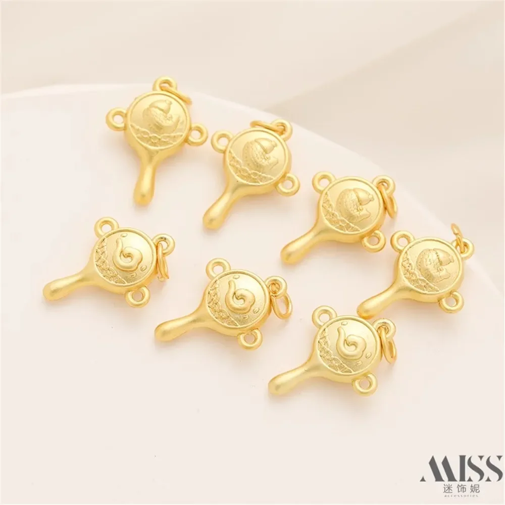 

Sand Gold Color Carp Auspicious Cloud Rattle Double Pendant DIY Loose Beads Handmade Flat Bead Rope Bracelet Necklace Accessorie