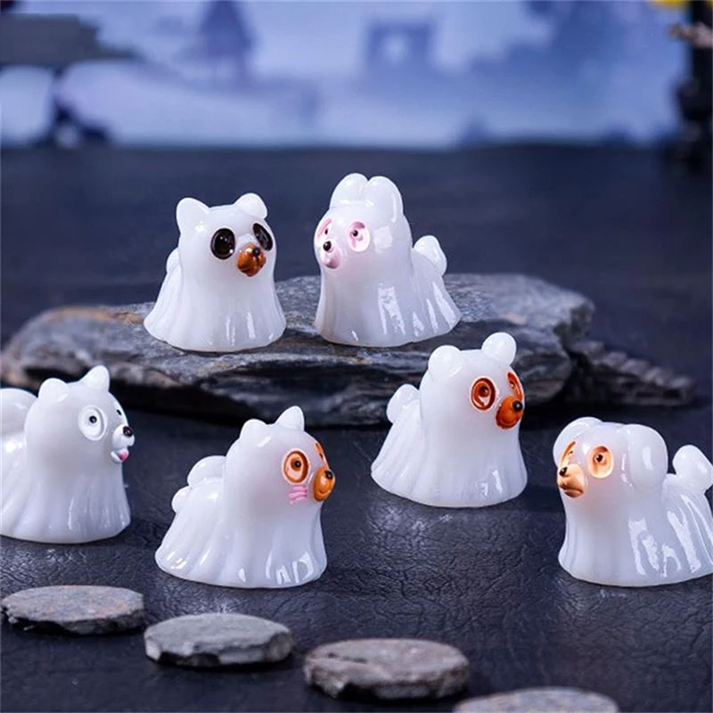 5 SZT. Domek dla Lalek Świecący Duch Zwierzę Miniaturowe Modele DIY Akcesoria Dekoracje do Domku dla Lalek Ozdoby Halloween Świecące w Ciemności Zabawki