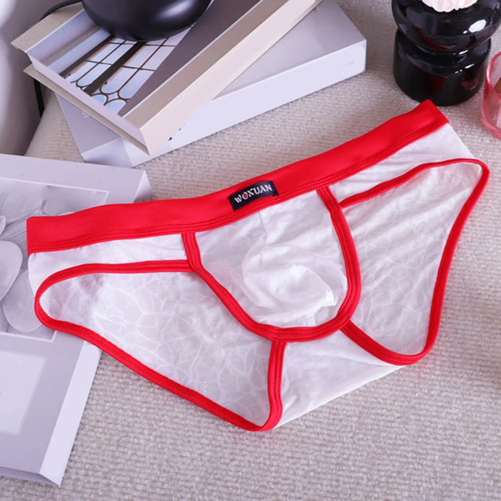 

Men's Sexy Underpants Lace Sheer Underwear Femboy Bulge Pouch Comfort Lingerie Stretch See Through Briefs Soft Male Sexy Panties