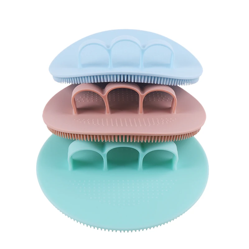 Silicone Body Scrubber Natural Bristles Skin Exfoliator Scrub Shower Sponge Brush Silicone Bath Shower Brush