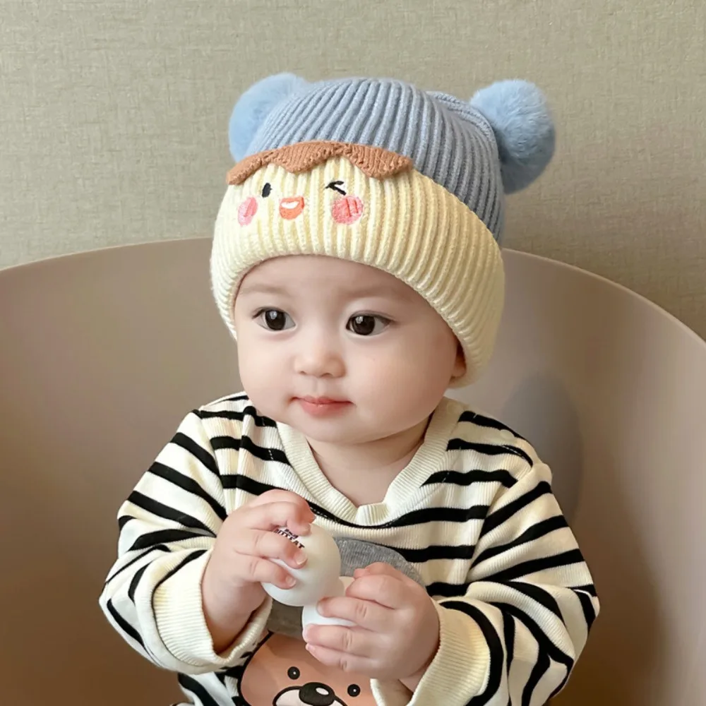 

New Cute Beanie Cap Autumn Winter Knitted Pullover Hat Toddler Thicken Ear Protection Cap