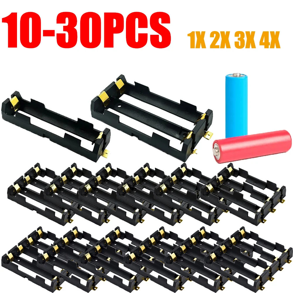 10-30pcs 18650 Battery Holder 18650 SMD Battery Box With Bronze Pins Rechargeable Storage Case Container Battery Clip Holder
