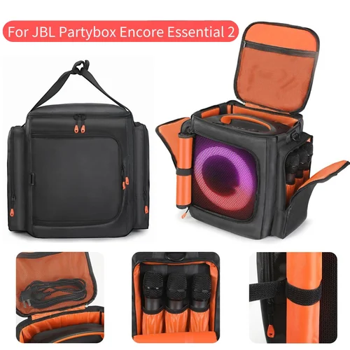 Funda protectora portátil para JBL Partybox Encore Essential 2 con bolsillo para micrófono, bolsa de almacenamiento para altavoz de doble cara, bolsa para altavoz