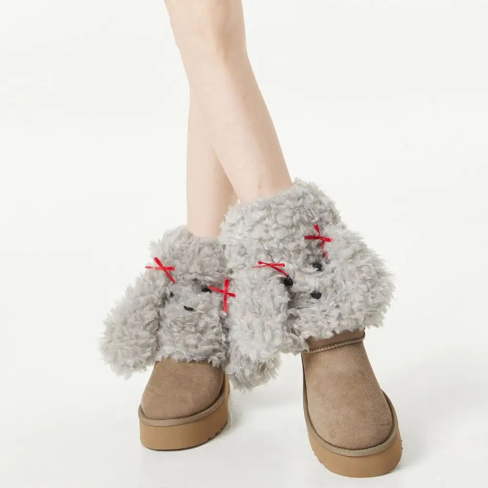 

Милые гетры Y2K с рисунком собаки, пикантные гетры для девочек JK, чехол для ног с бантом, теплые плюшевые сапоги в стиле Лолиты, женские ботинки