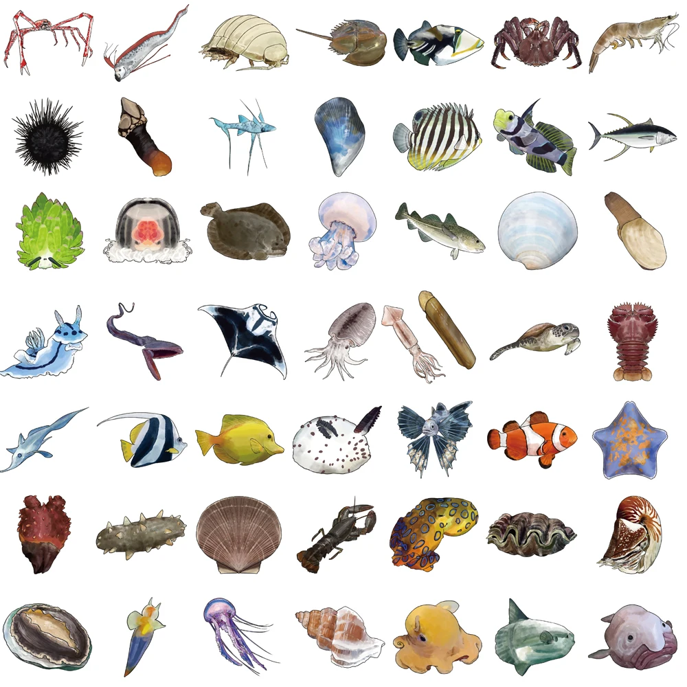 50/100 قطعة حيوانات أعماق البحار الكتابة على الجدران ملصقات المناظر الطبيعية المحمول دراجة سكيت حقيبة الغيتار الهاتف دراجة نارية ملصق #6