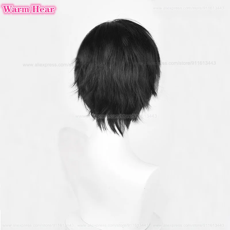 2024 Zayne Synthetic Wig Game Short 30cm Black Cosplay Anime Wig With Glasses Heat Resistant Hair Halloween Party Role Play Wigs