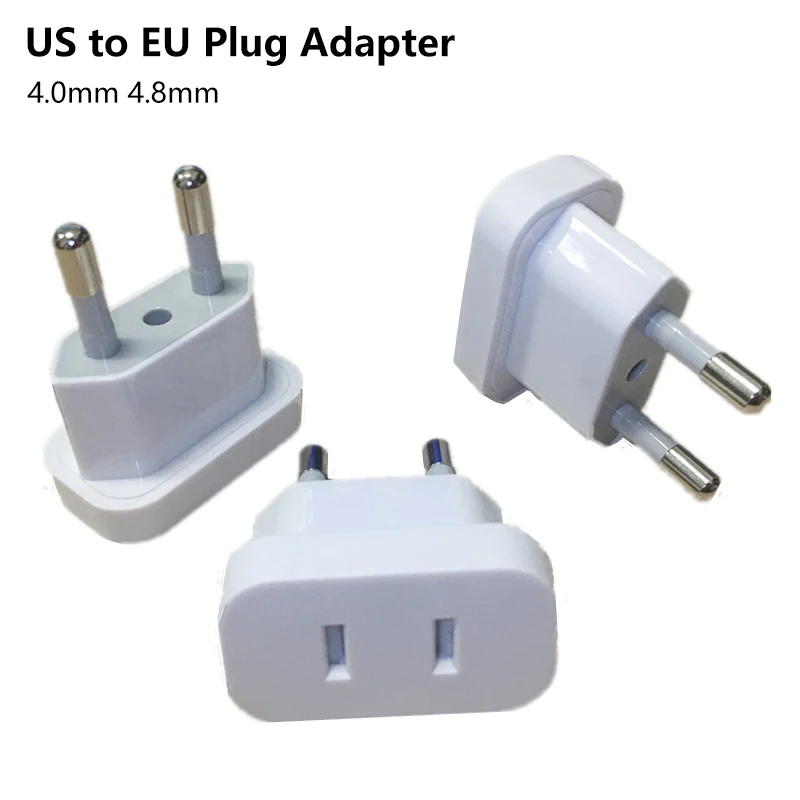 US to EU Plug Outlet Travel 4.0mm 4.8mm Charger Power Socket Adapter USA to Europe European Regulation Charging Converter Plug