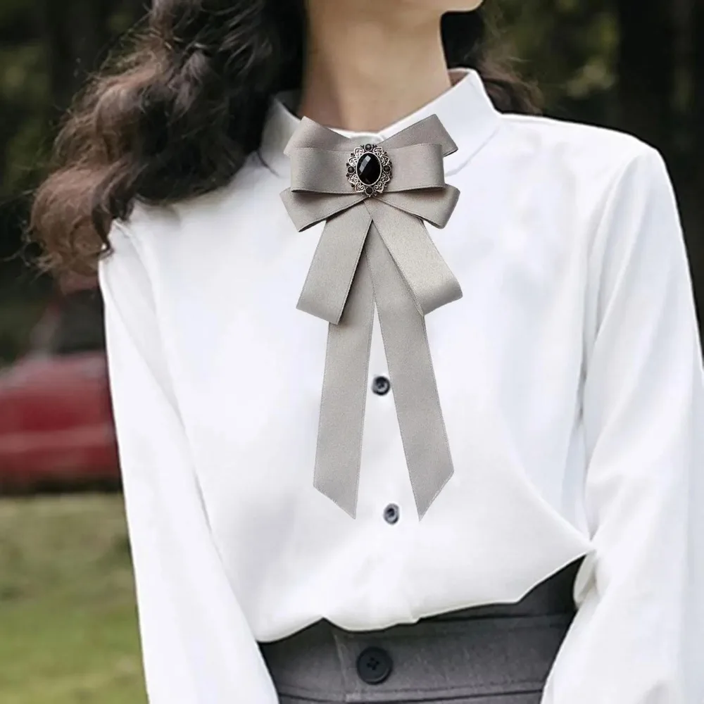 Fashion Ribbon Butterfly Knot Tie Adjustable Rhinestone Decoration Rhinestone Bow Tie Alloy Shirt Bow Tie College