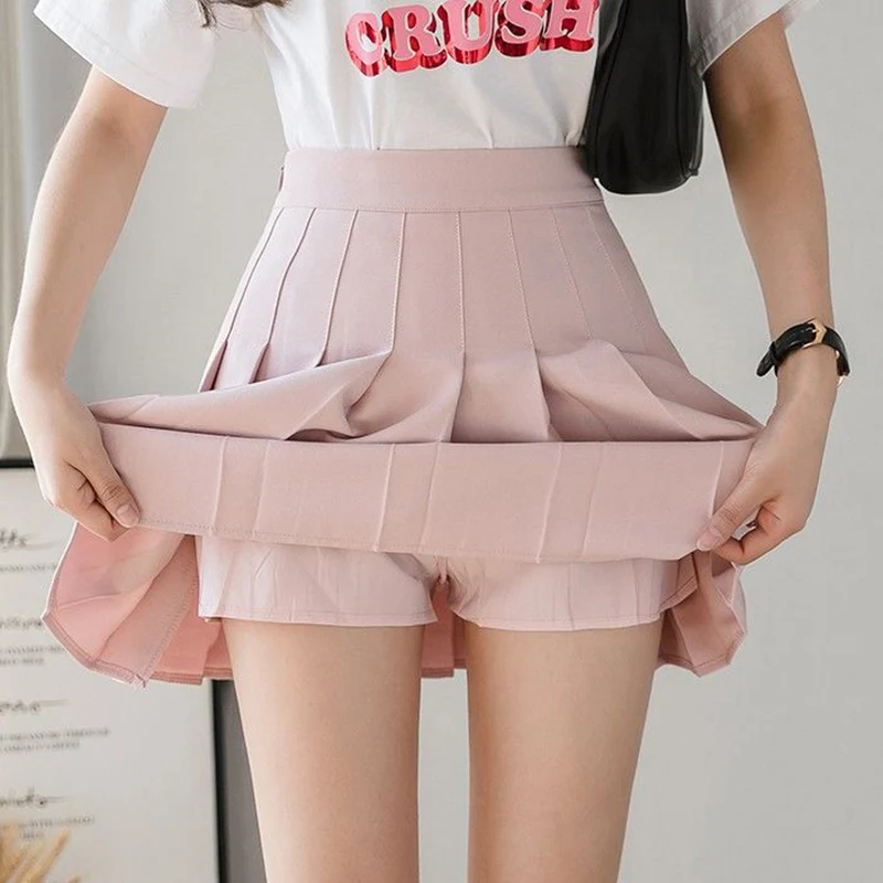 Bestseller Sommer Damen Klassische Plissierte Röcke Mädchen Einfarbige Dünne JK-Röcke Damen Koreanische Mode Hochgeschnittene A-Linien-Röcke – Detail 11