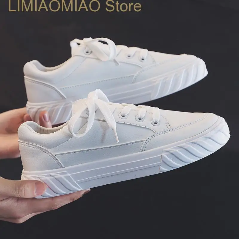 New Woman Basic Footwear Ladies White Simple Flat Shoes Spring and Autumn Casual Shoes Daily Lace-up Solid Shoes