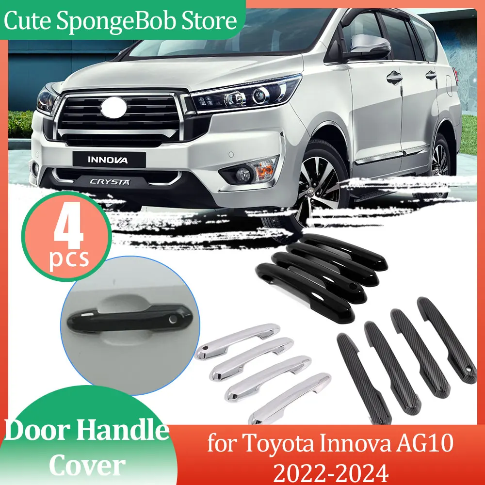 Car Door Handle Cover for Toyota Innova AG10 Kijang Innova Zenix 2022 2023 2024 ABS Stickers Trim Set Styling Auto Accessoriess