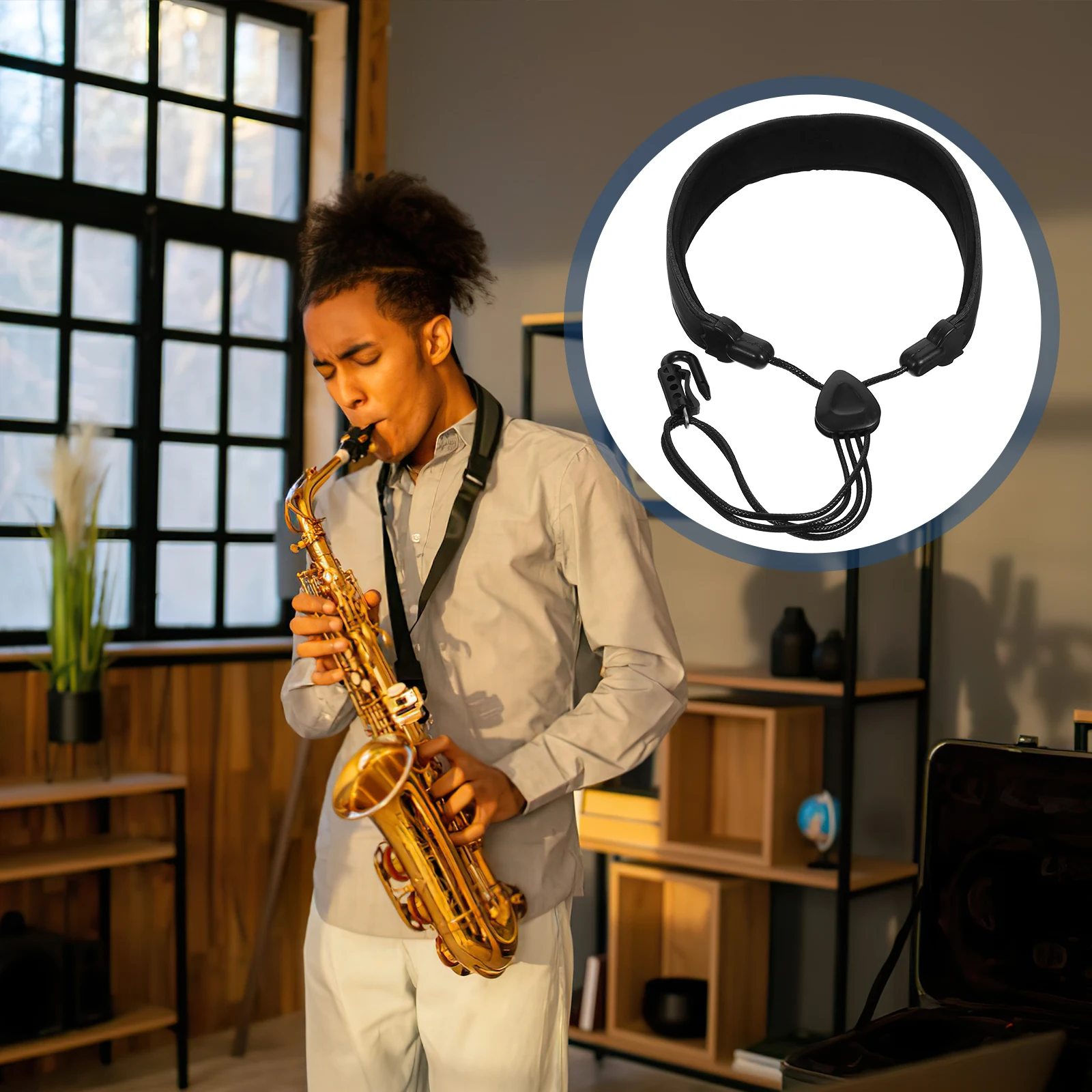 

1 Saxophone Strap Durable PU Single Shoulder Neck Accessory Comfortable Hanging Belt Easy Installation For Musical