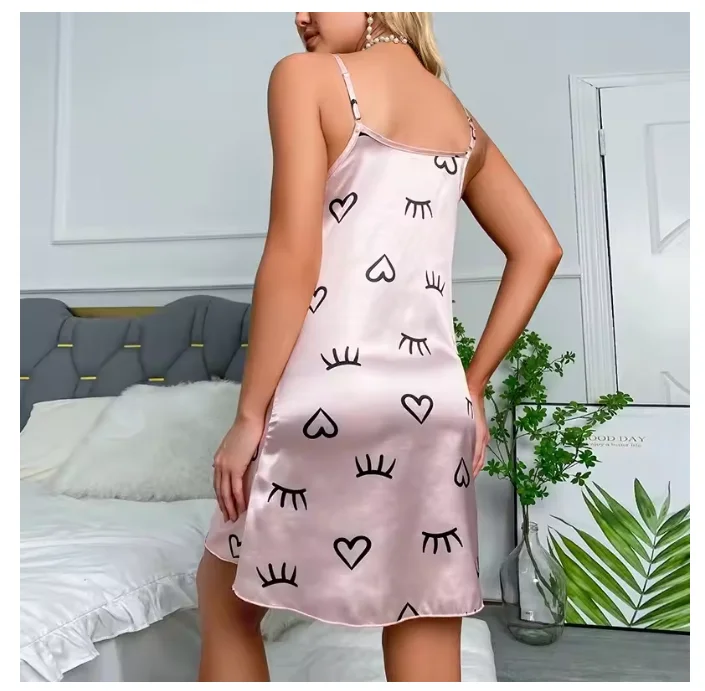 Women's Sexy Lingerie Babydoll Nightdress Sleepwear Underwear Dress Pajamas Print Sleeveless Nightwear Nighties Pijama Chemise