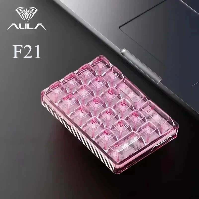 

AULA F21 Number Keyboard Wireless Bluetooth Transparent Third Mode Examination Keyboard Custom Game Mechanical Number Keyboard