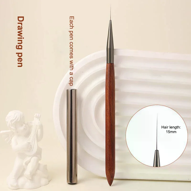Durable Sandalwood Pole Nail Art Brush Professional Nail Liner Brush Nail Art Phototherapy Pen Nail Painting Brush