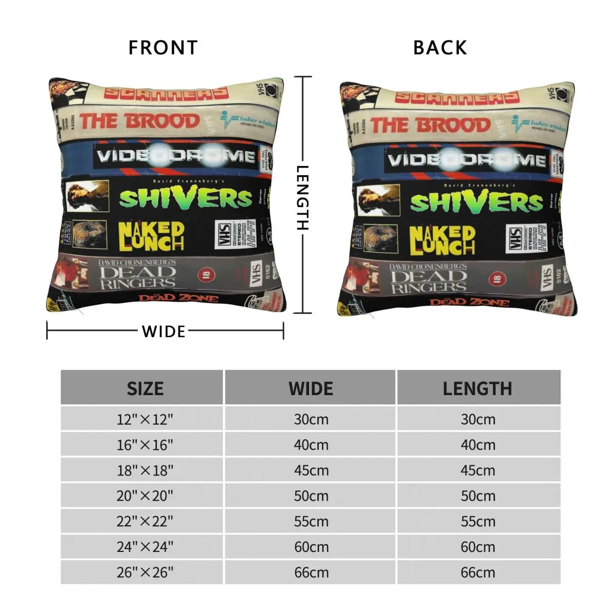 VHS Square Pillowcase Pillow Cover Cushion Zip Decorative Comfort Throw Pillow for Home Car