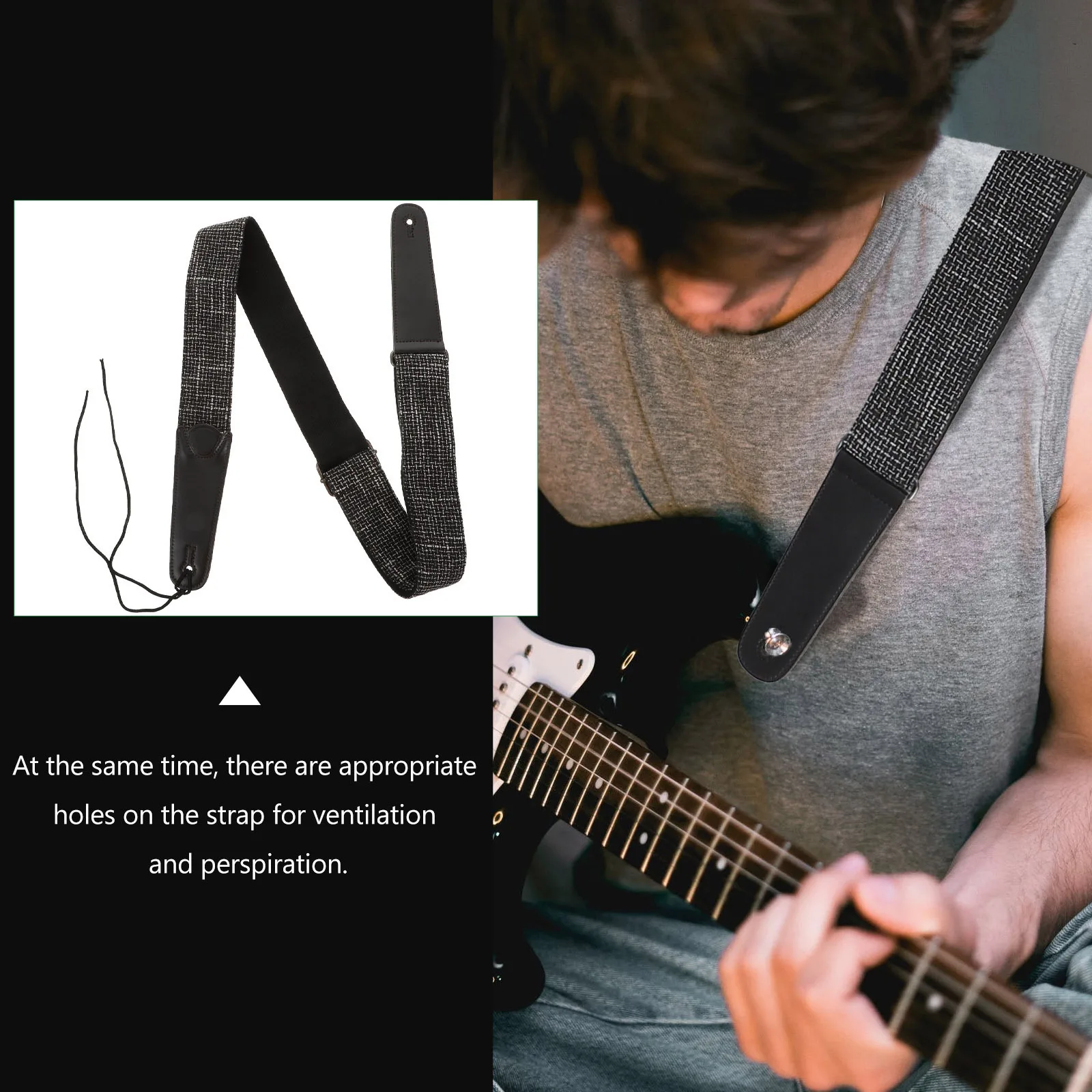 

1pc Guitar Strap Adjustable Premium Cotton Blend Durable Breathable Fit For Acoustic Bass Guitar Shoulder Belt