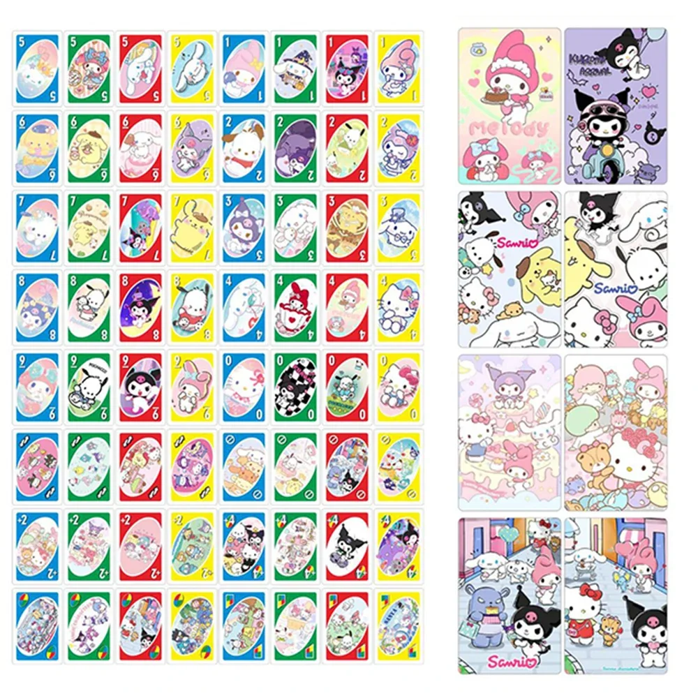 112pcs/set Sanrio Uno Board Game Demon Slayer Zenitsu Tanjirou Nezuko Family Entertainment Uno Card Games Birthday Gift For Fans