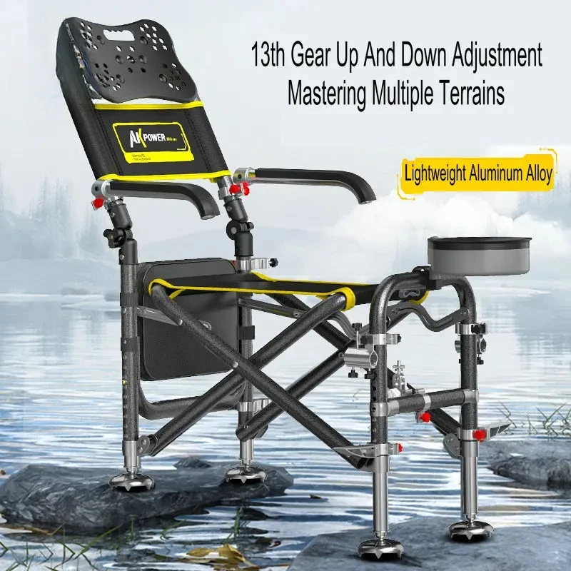 Multi-functional All-terrain Fishing Hunting Chair Foldable Adjustable Comfortable Outdoor Fishing Stool Aluminum Alloy Chair