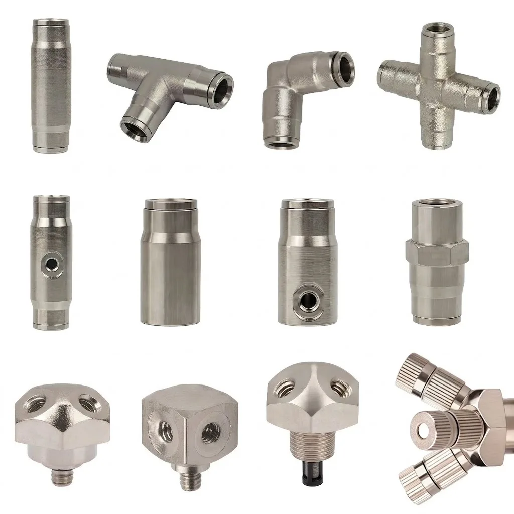 3/8 Inch 9.52mm For 3/16 Atomizing Nozzle Adapter High Pressure Misting Cooling System Quick Connector Nickel Plated Copper