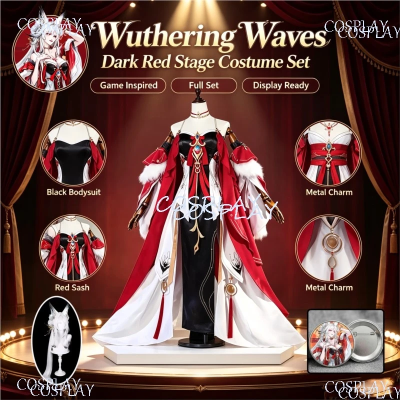 Wuthering Waves Xinyuehu Mengzhousuizhu Xin Cosplay Ensemble complet Costume femme Halloween Carnaval Comic Con Tenue Badge rond Merchandise