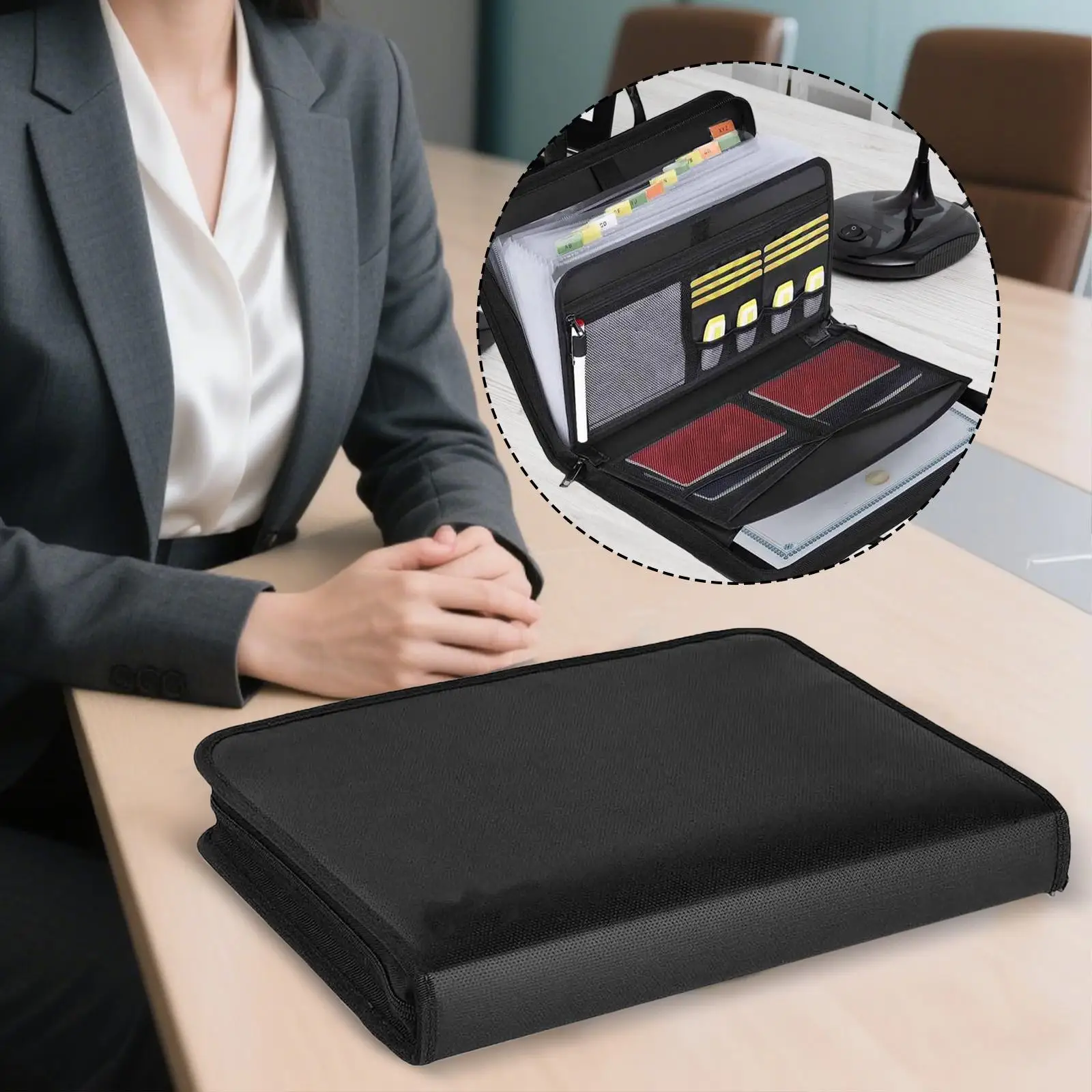 タブ付きアコーディオンファイルオーガナイザー、ポータブルで多用途な整理整頓、紙、レシート、カード、クーポン、チケット、家庭用の大容量