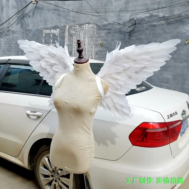

White Children's Feather Wings Wedding Photography Performance Models Runway Props for Halloween Party