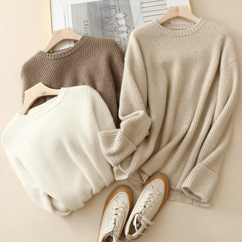 masigoch 7gg luxury 100% cashmere ribbed knit oversized sweaters