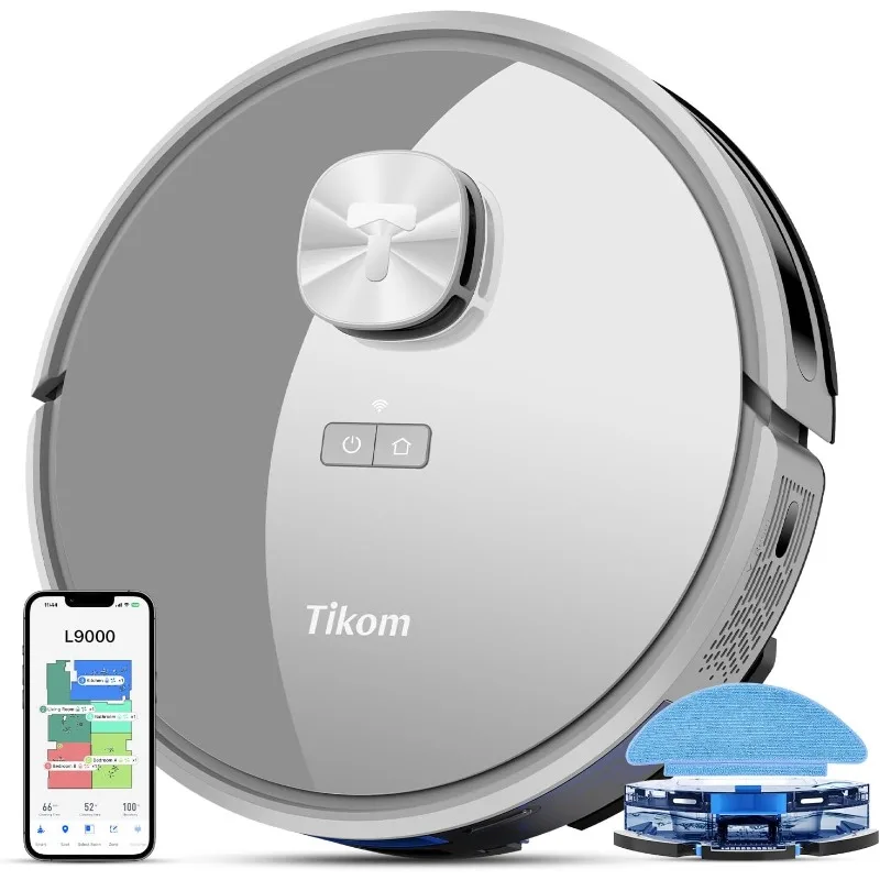 Tikom Robot Vacuum and Mop Combo Up To 150Mins, Smart Mapping, 14 No-go Zones, Good for Pet Hair, Carpet, Hard Floor