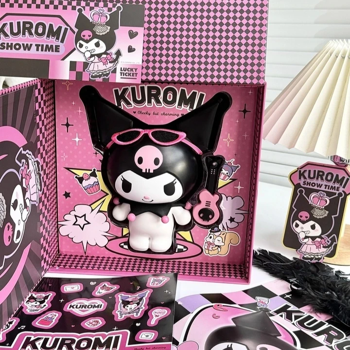 

Anime Peripheral Sanrio Kuromi Bluetooth Speaker Desktop Ornaments Gifts Kawaii Kuromi Band Series Figurines Toys Birthday Gifts